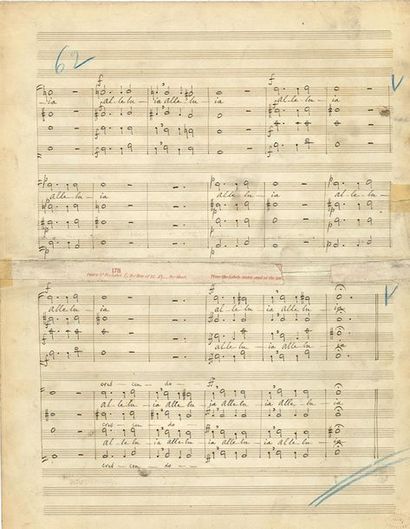 GOUNOD Charles (1818-1893) MANUSCRIT MUSICAL autograph, O filii et filiae, double...