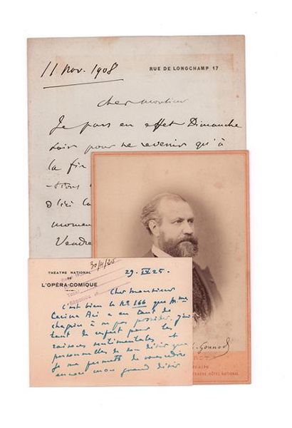 GOUNOD Charles (1818-1893) 
PHOTOGRAPHY with DEDICATION autograph signed "Ch. Gounod";...
