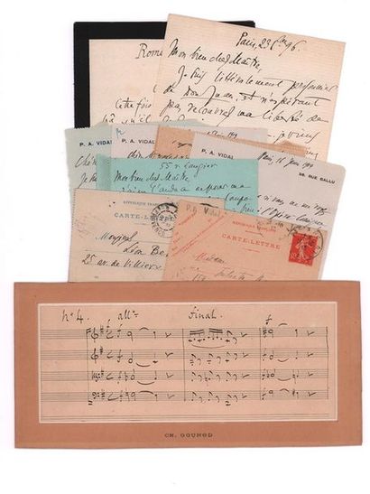 GOUNOD Charles (1818-1893) 
MANUSCRIT MUSICAL autograph; 1 oblong page in-8. 

3...