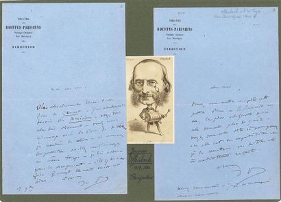 OFFENBACH JACQUES (1819-1880) 2 L.A.S. "J.O.", to a friend [Auguste Pittaud de FORGES];...