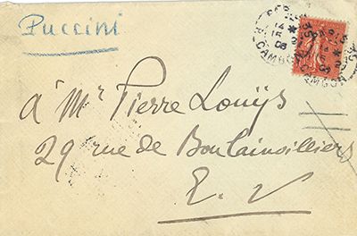 PUCCINI Giacomo (1858-1924) 
L.A.S. « Giacomo Puccini », [Paris] 15 décembre 1906,...
