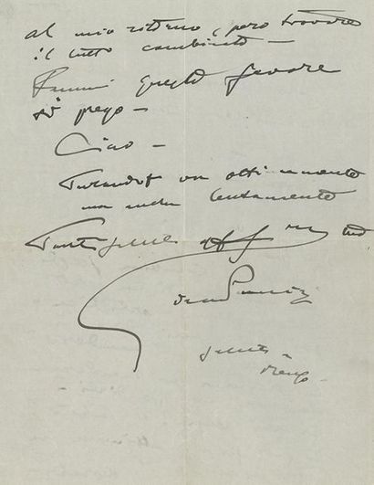 PUCCINI Giacomo (1858-1924) 
L.A.S. "Giacomo Puccini", Viareggio 19 August 1923,...