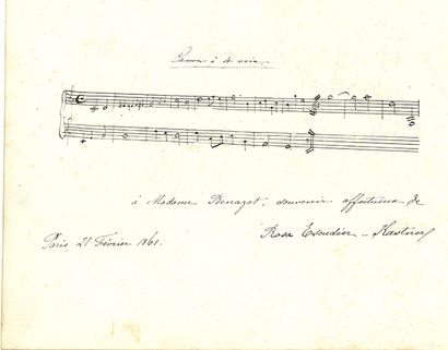 ROSSINI Gioacchino (1792-1868) MANUSCRIT MUSICAL autographe signé « G. Rossini »,...