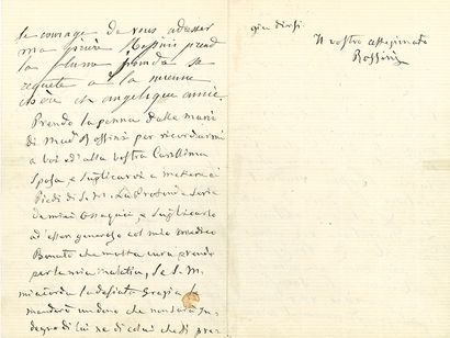 ROSSINI Gioacchino (1792-1868) L.A.S. « Rossini » à la suite d’une L.A. de sa femme,...