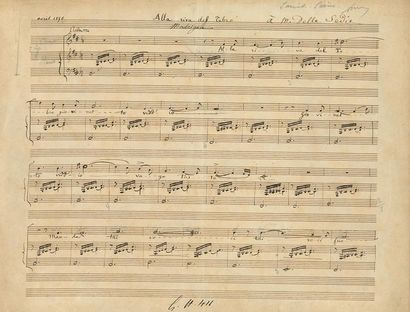 SAINT-SAËNS Camille (1835-1921) MANUSCRIT MUSICAL autographe, Alla riva del Tebro,...