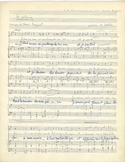 SAUGUET Henri (1901-1989) 4 autograph MUSICAL MANUSCRIPTS signed "Henri Sauguet,"...