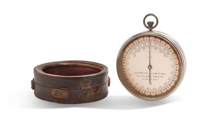 null Altimetric barometer belonging to Colonel Goulier in its leather case. This...