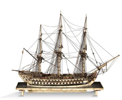 null Prisoner-Of-War Ship Model Model of a 56-gun corvette with the arms of England...