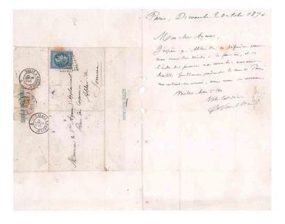 null 2 OCTOBER 1870
20c laureate obl. lozenge ambulant CP 2° sur Lm of 2 October...