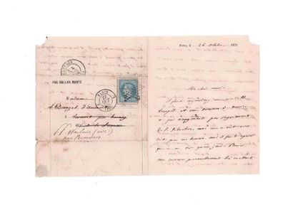 null 27 OCTOBRE 1870
20c lauré obl. étoile pleine rare cachet de route 2 PARIS 2...