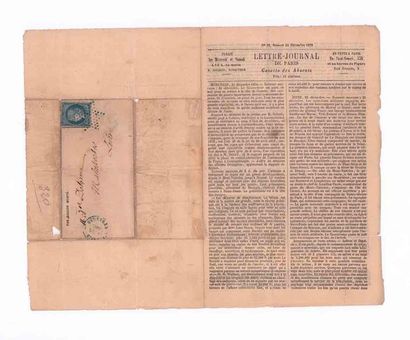 null 25 DECEMBER 1870
20c Seat obl. blue star with blue PARIS ÉTRANGER, on Gazette...