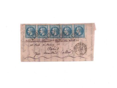 null 
20c prize-winning strip of three and pair (two repaired stamps) obl. GC 4439...