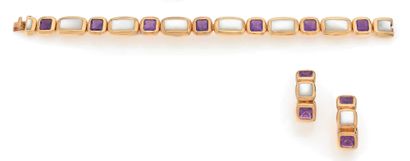 VAN CLEEF & ARPELS Earrings and bracelet design set
Amethyst, mother-of-pearl, 18K...