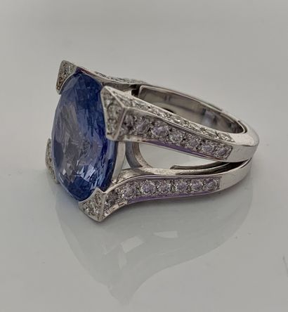 null RING "SAPHIR"
Oval sapphire, setting with brilliants
18K (750) white gold
Sapphire...