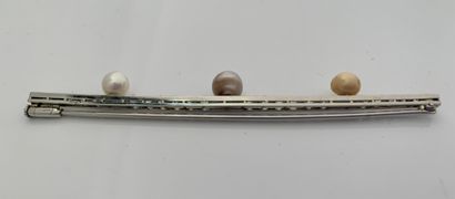 null BARRETTE BROCHURE "PERLES FINES"
古董切割钻石，精美的灰金和白金珠子
铂金(850)，18K金(750)
长：9厘米左右...