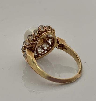 null RING "PERLE FINE"
Fine pearl, antique cut diamonds, 18K (750) gold
Td. : 48...