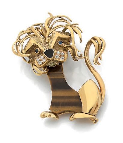 null CLIP "LION"
Tiger's eye, diamonds, sapphires, enamel
Yellow gold 18K (750)
H.:...