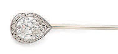  拉杆 珍珠切割钻石，18K白金（750），铂金（850）。 铅：1.3克 钻石和金针...