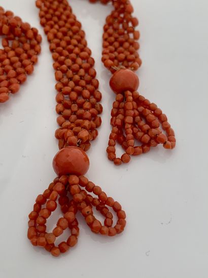  WRITTEN RIBBON "CORAL" Faceted coral beads L.: 134 cm approx. - Pb. : 83.1 gr A...