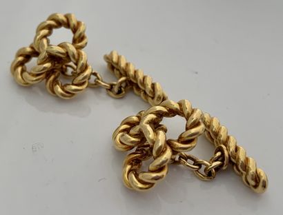 HERMES "CORDAGE"
Pair of cufflinks
18K (750) gold
Signed and numbered, box
L.: approx....