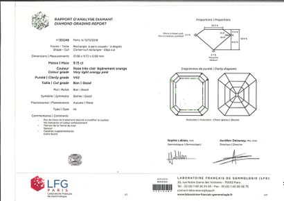 null 
纸上钻石 程度切割钻石。伴随着它的证书LFG N° 351248，证明了:类型 : IIA 重量 : 9,15克拉, 净度 : VS2, 颜色 : ...