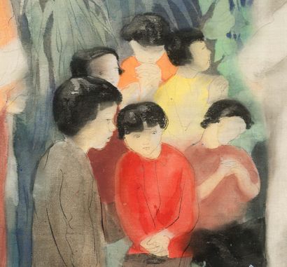 ALIX AYMÉ (1894-1989) 
丛林中的人物


绢本彩墨，左下方有签名

59 x 35厘米



证据 

私人收藏，法国
