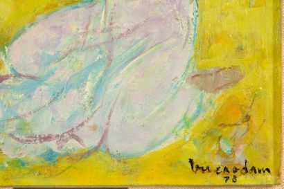 10* VU CAO DAM (1908-2000) 产妇，1978年 布面油画，右下方有签名和日期，背面有题材。 27.5 x 23 cm - 10 7/8 x...