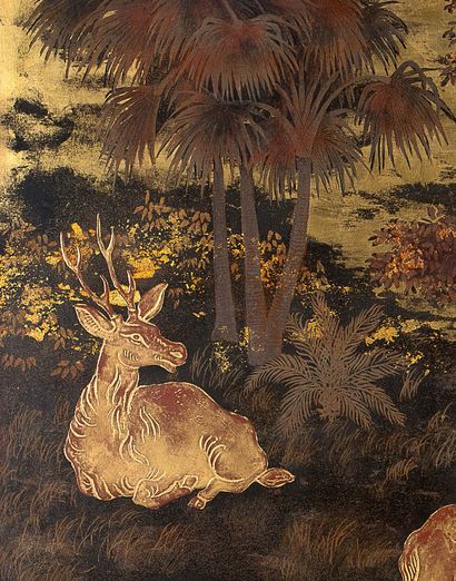 TRAN PHUC DUYEN (1923-1993) 
Deer, 1949 


Lacquered, signed and dated lower right

19...