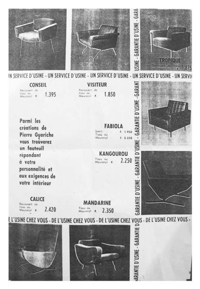 Pierre GUARICHE (1926-1995) 
RARE FAUTEUIL DIT CALICE Structure en bois garnie de...