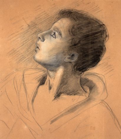 EUGÈNE DELACROIX CHARENTON-SAINT-MAURICE, 1798 - 1863, PARIS Profil de jeune garçon...