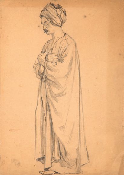 ÉCOLE FRANÇAISE DU XIXE SIÈCLE ENTOURAGE D'ALPHONSE-ANTOINE MONTFORT Portrait d'oriental...