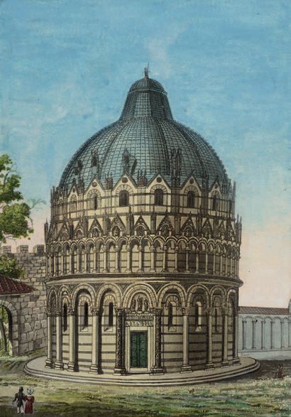 Ecole Italienne du XVIIIe siècle Notebook of Italian cities' views
Gouache on engraved...