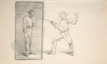 École Française de la seconde moitié du XIXe siècle The fencers
Black chalk
20 x...