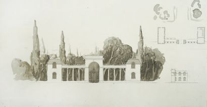 École Française du XIXe siècle 建筑工程
铅笔和灰水 30,1 x 57,5 cm
建筑工程
黑色粉笔和灰水 11 7/8 x 22...