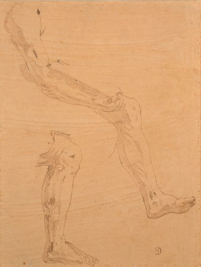 ATTRIBUÉ À EUGÈNE DELACROIX SAINT-MAURICE, 1798 - 1863, PARIS 研究一具尸体的腿
笔 20,4 x 15,2...
