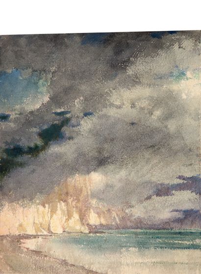 ÉCOLE MODERNE (PALLANDRE Le Père) Ciel orageux sur les falaises de Sassetot
Watercolor...