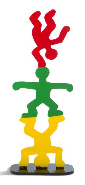 Keith Haring (1958 - 1990) 
Totem d'acrobates, 1987

Émail cuit rouge, vert et jaune...