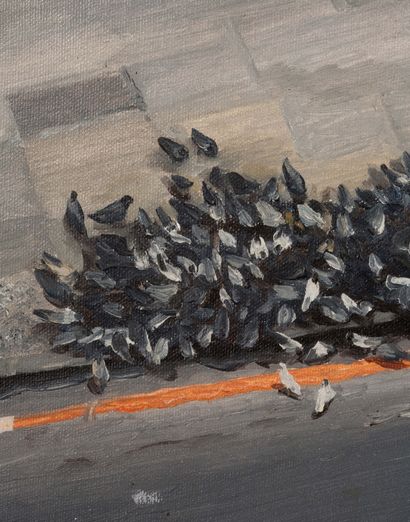 LIU XIAODONG (né en 1963) 
Police car with pigeons, 1993

Oil on canvas, signed,...