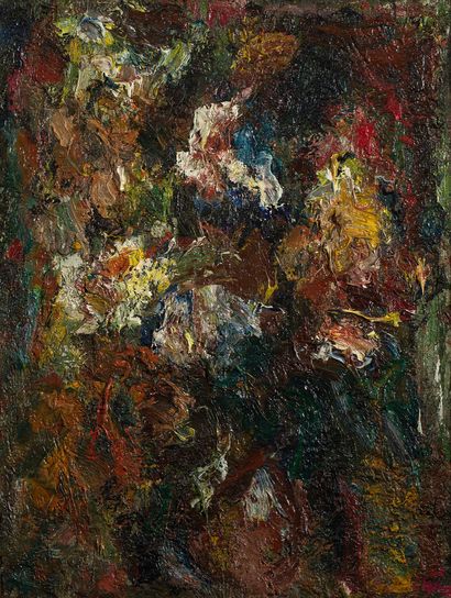 EUGÈNE LEROY (1910-2000) 
Fleurs, c.1960

Huile sur toile, signée et datée en bas...