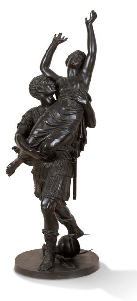 Pierre LOISON (1816-1886) 
Jeune romain enlevant une Sabine
Épreuve en bronze à patine...