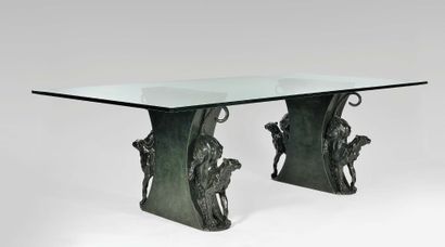 José Maria DAVID (né en 1944) 
Exceptionnelle table de salle à manger modèle «Guépards»...