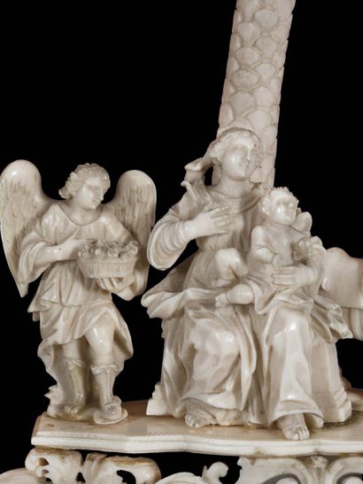 null EXCEPTIONAL SET OF FOUR CARVED ivory SCENES representing the Annunciation, the...