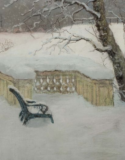 Frits THAULOW (1847-1906) 
Paysage enneigé dans le Elbpark à Hambourg, circa 1886...