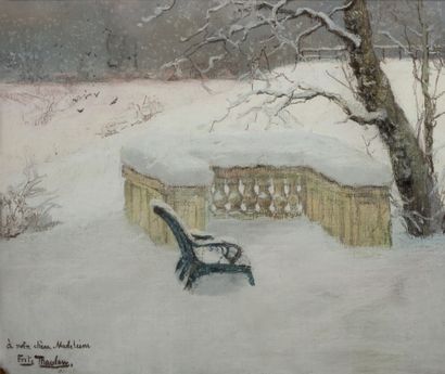 Frits THAULOW (1847-1906) 
Paysage enneigé dans le Elbpark à Hambourg, circa 1886...