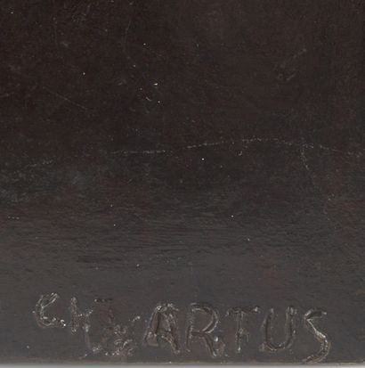 Charles ARTUS (1897-1978) 
Le faucon pélerin 

Bronze à patine dorée, signé sur le...