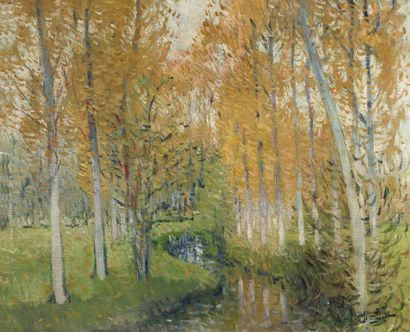 Pierre-Eugène MONTÉZIN (1874-1946) 
Sous-bois à l'automne 

Huile sur toile, signée...