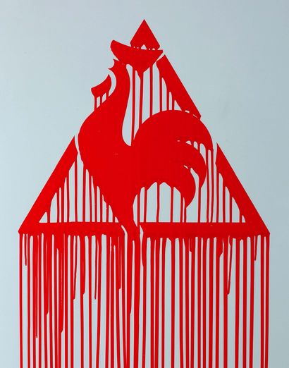 ZEVS (NE EN 1977) 
Le coq sportif清算了，2014年

不锈钢板上的工业画，背面有标题和签名

126.5 x 62 cm

49...