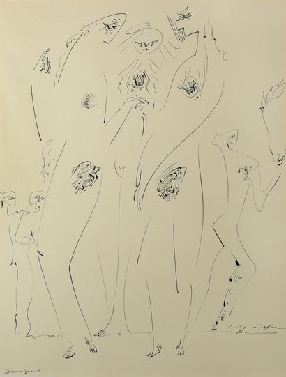 ANDRÉ MASSON (1896 - 1987) 
亚马逊，1965

纸上水墨，右下方签名。

左下角有标题

65 x 50厘米

25 19/32 x...
