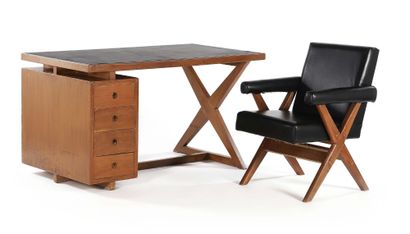 PIERRE JEANNERET (1896-1967) 
Pierre Jeanneret Office Administrative

X-Leg Desk...