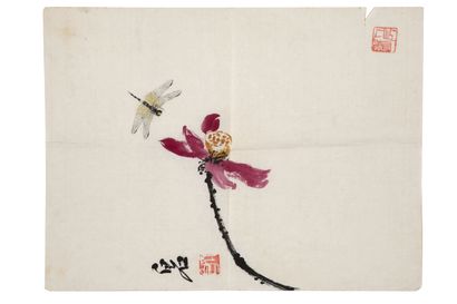 Chine, XXe siècle Chine, XXe siècle

Deux lithographies sur papier, l'une signée...